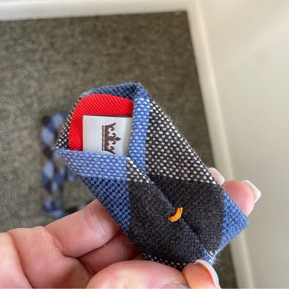 Peter Millar Blue Plaid Knit Wool Tie (J) - Picture 4 of 4